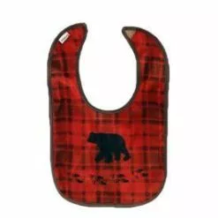 Carstens Red Plaid Bear Baby Bib