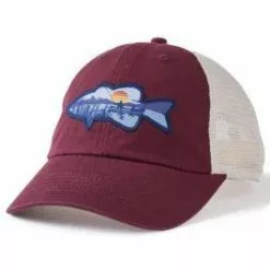 Life Is Good Fishing Vista Soft Mesh Back Cap - Mahogany Brown - OSFM