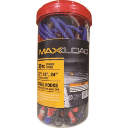 Ridgeline MaxLoad Bungee Cords Assortment With Steel Hooks - 30 Pieces - 12" - 18" - 24"